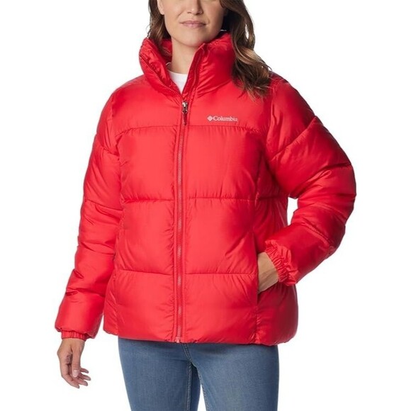 Columbia Women's Puffect Winter Coat Puffer Jacket Bright Red Lily Size Large - Picture 1 of 10